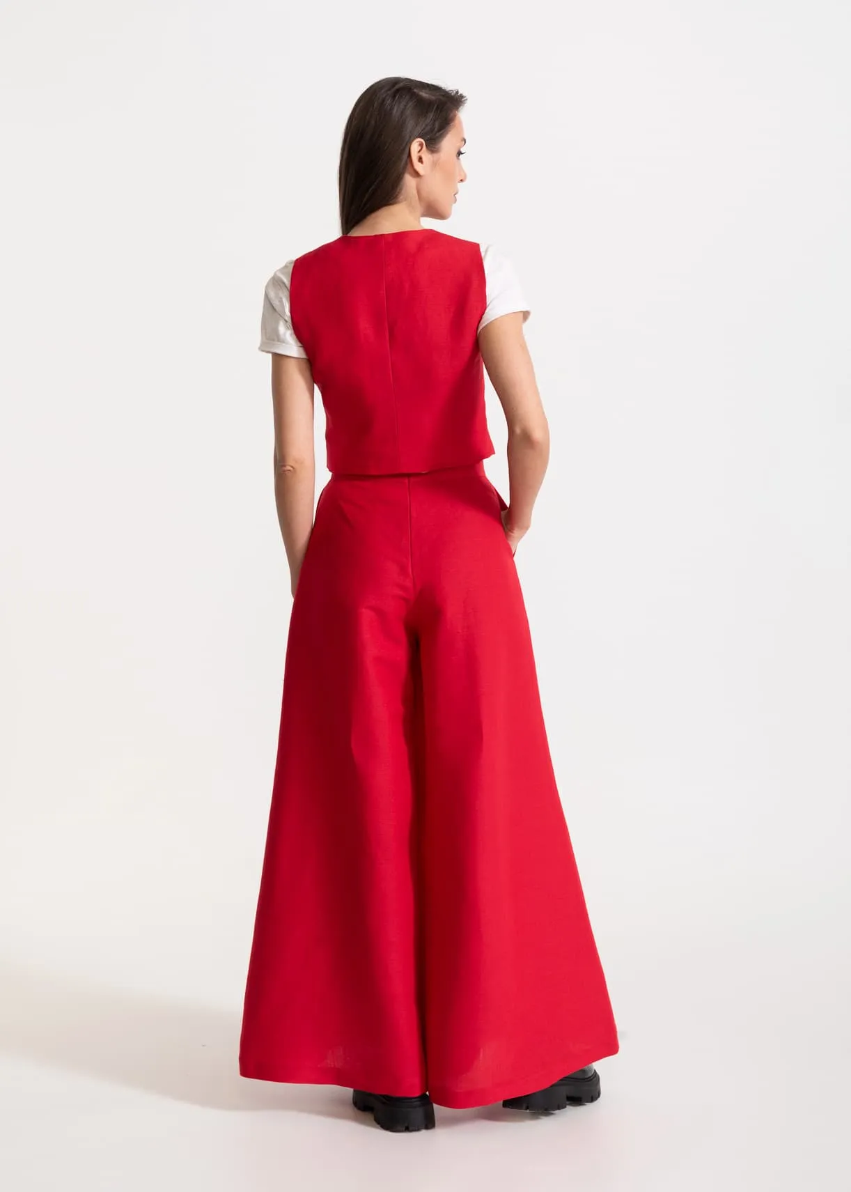 Women's Palazzo Linen Pants Red sold by Ivalo.com product image thumbnail 2