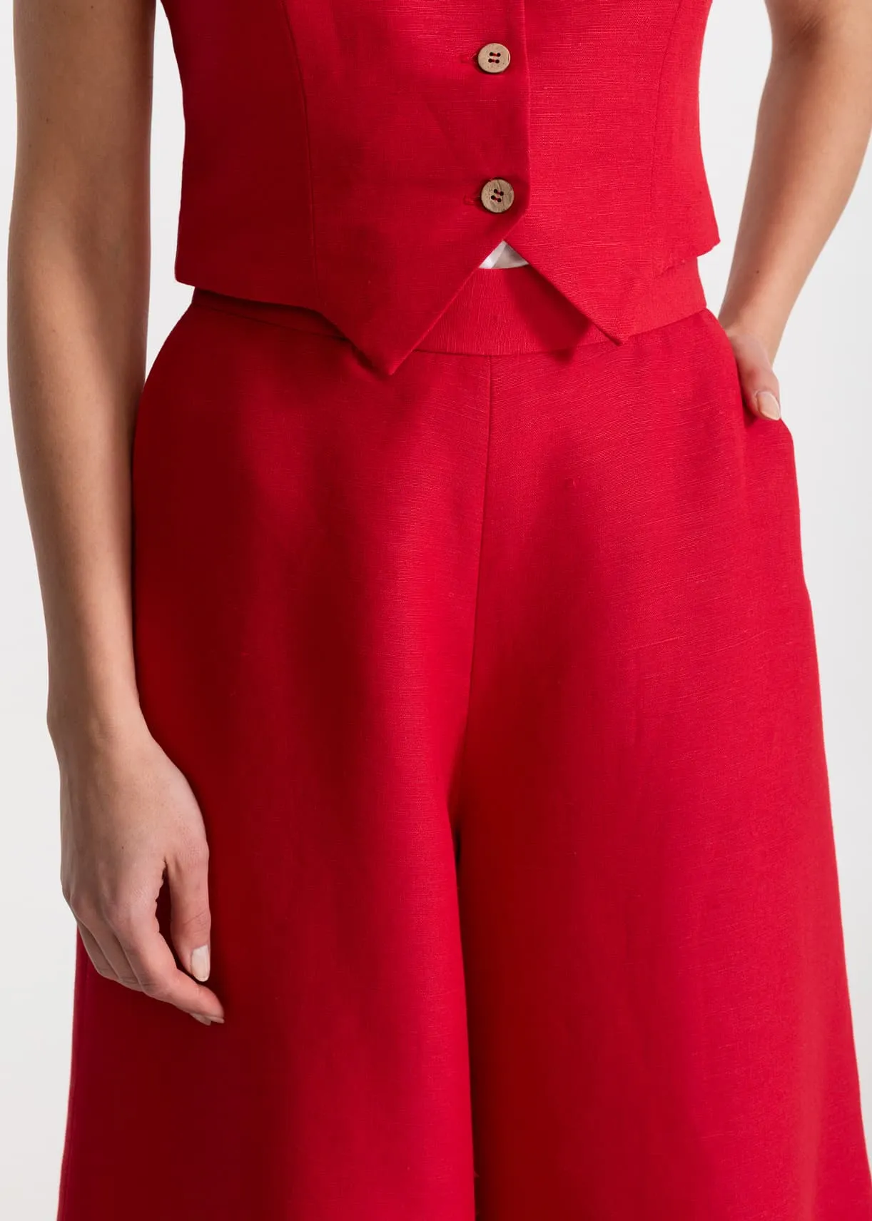 Women's Palazzo Linen Pants Red sold by Ivalo.com product image thumbnail 5