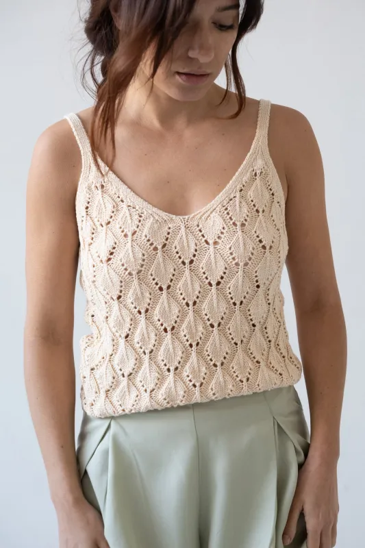 Basile Openwork Tank Top Beige sold by Ivalo.com