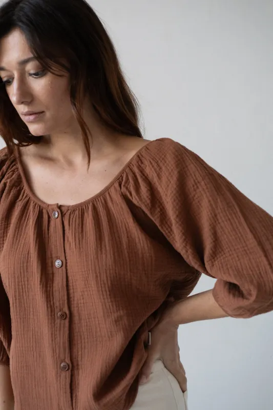 Blanche Muslin Top Terracotta sold by Ivalo.com