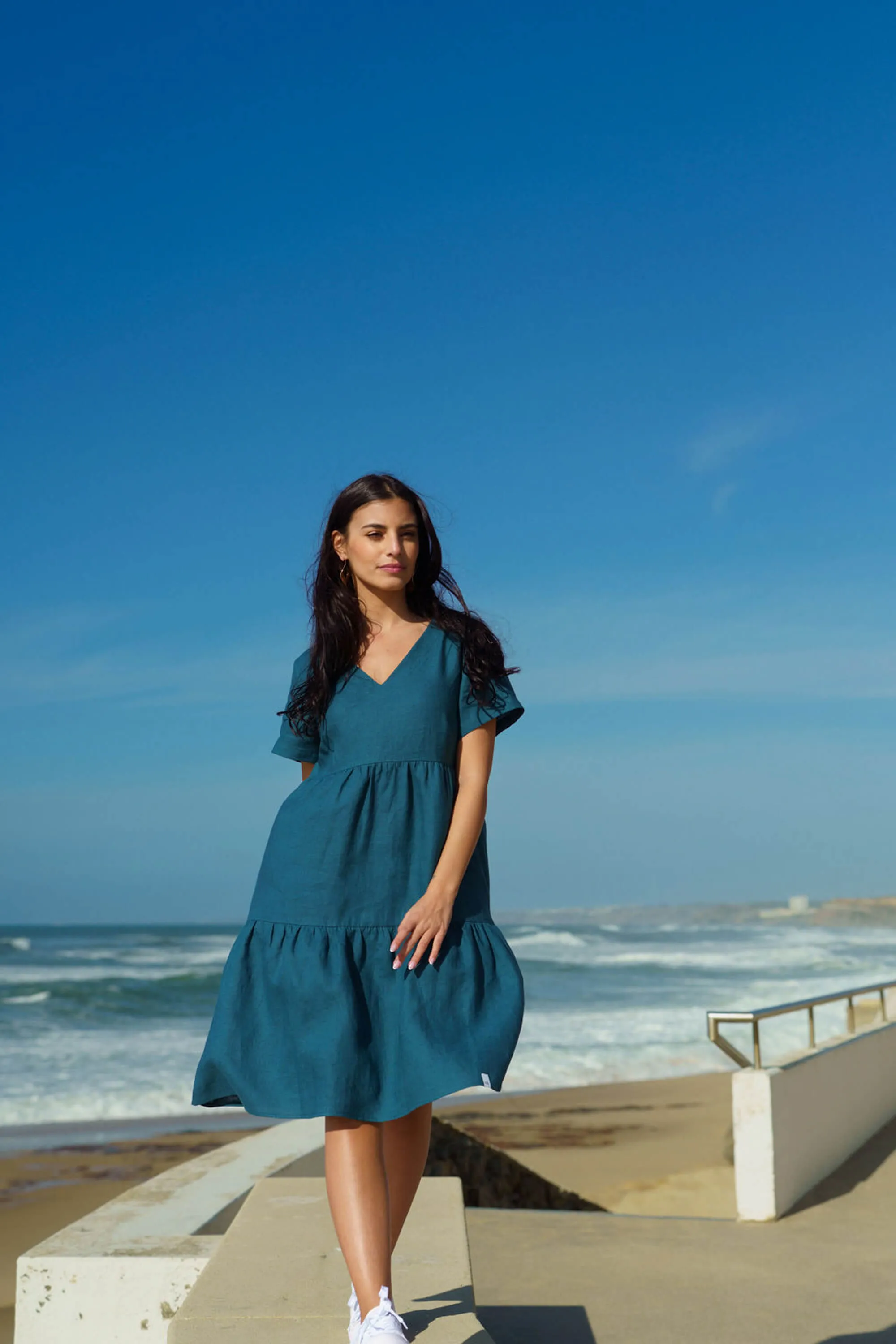 Linen Layered Dress Crystal Teal sold by Ivalo.com product image thumbnail 3