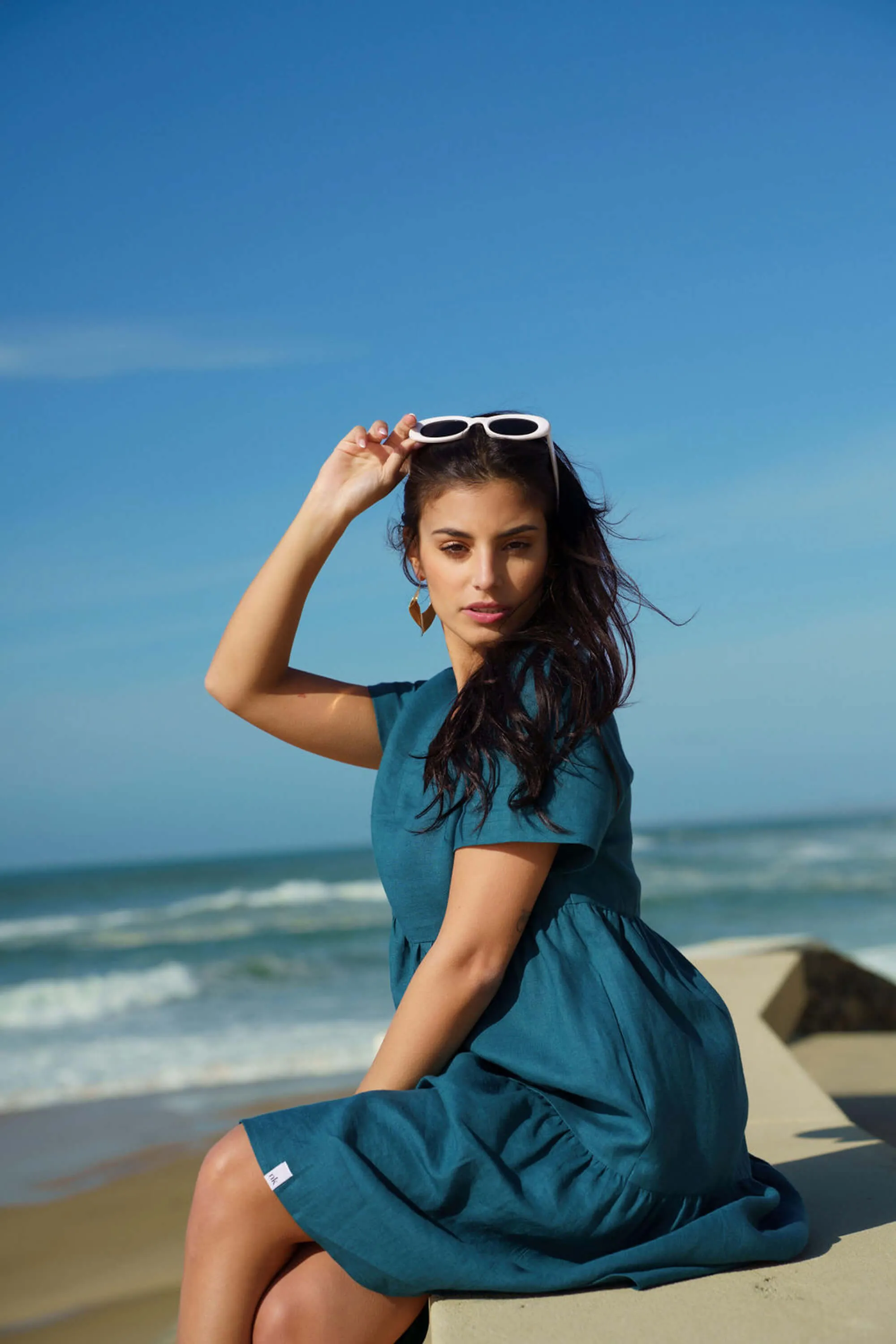 Linen Layered Dress Crystal Teal sold by Ivalo.com product image thumbnail 4