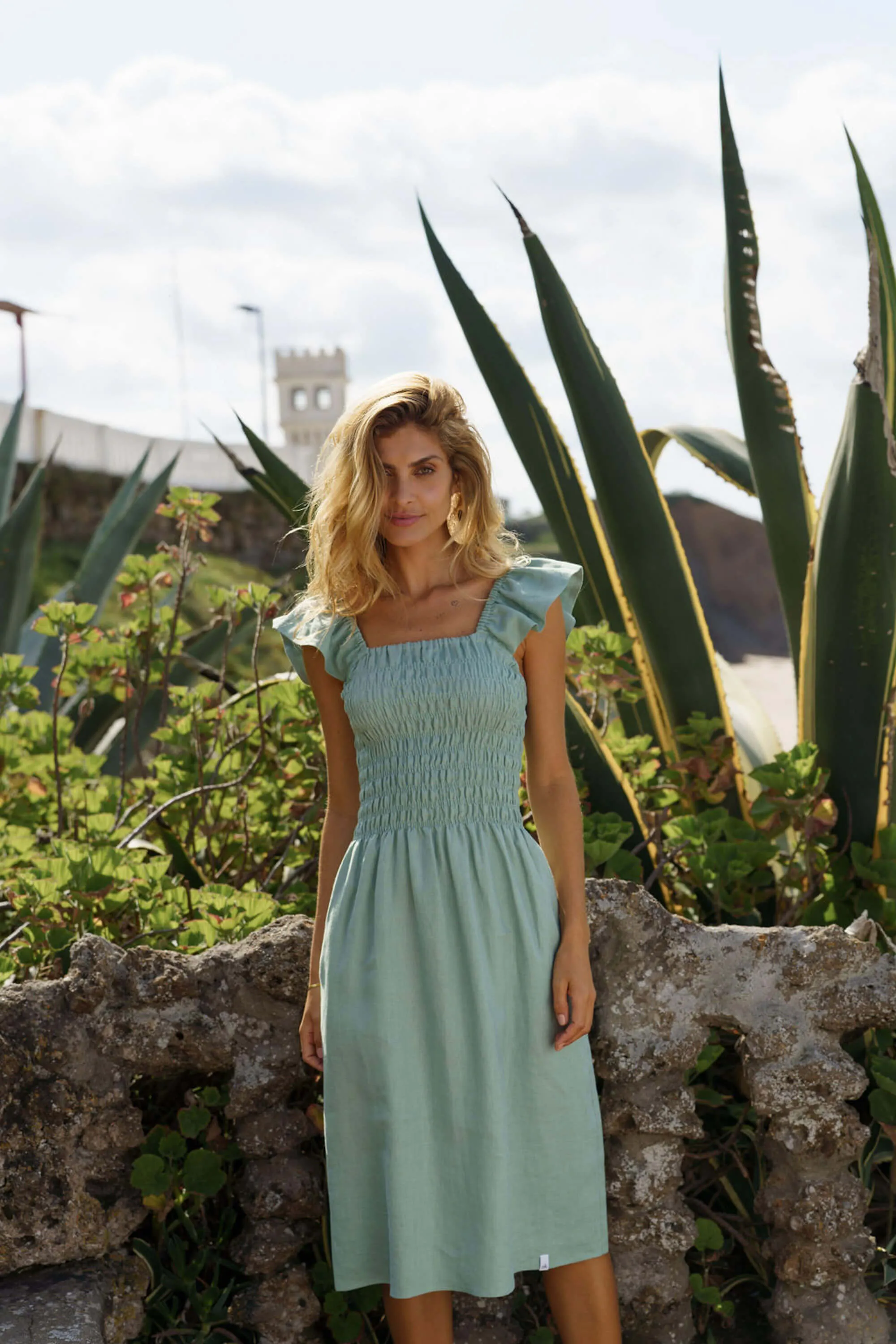 Ariela Linen Dress Desert Sage sold by Ivalo.com