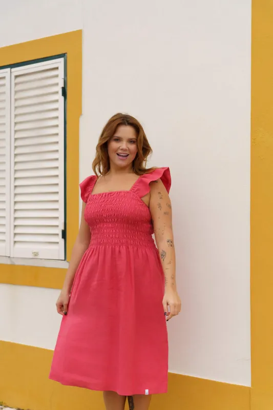 Ariela Linen Dress Sunset Coral sold by Ivalo.com