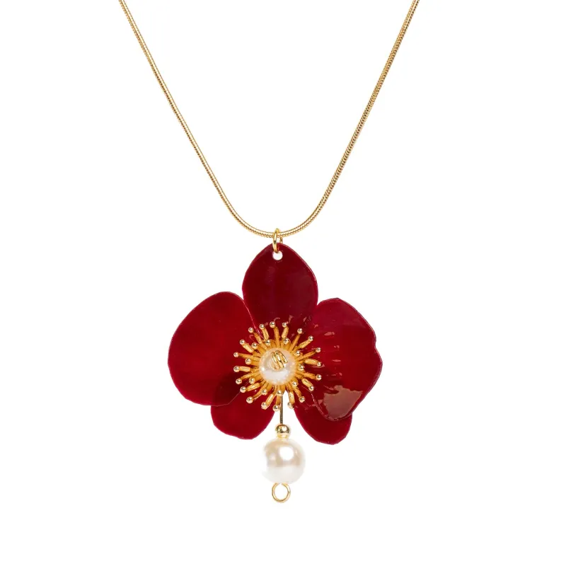 Butterfly Orchid Pearl Necklace Red sold by Ivalo.com