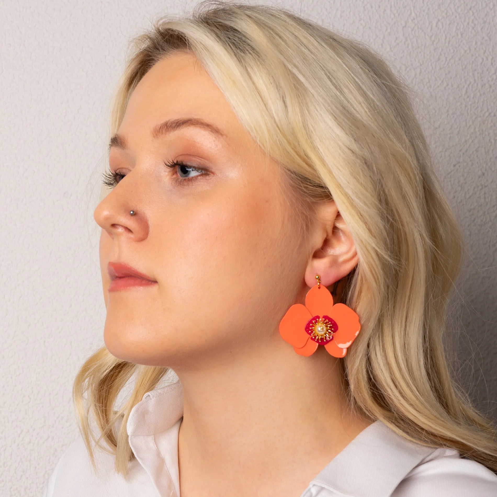 Butterfly Orchid Stud Earrings Papaya Orange sold by Ivalo.com product image thumbnail 2