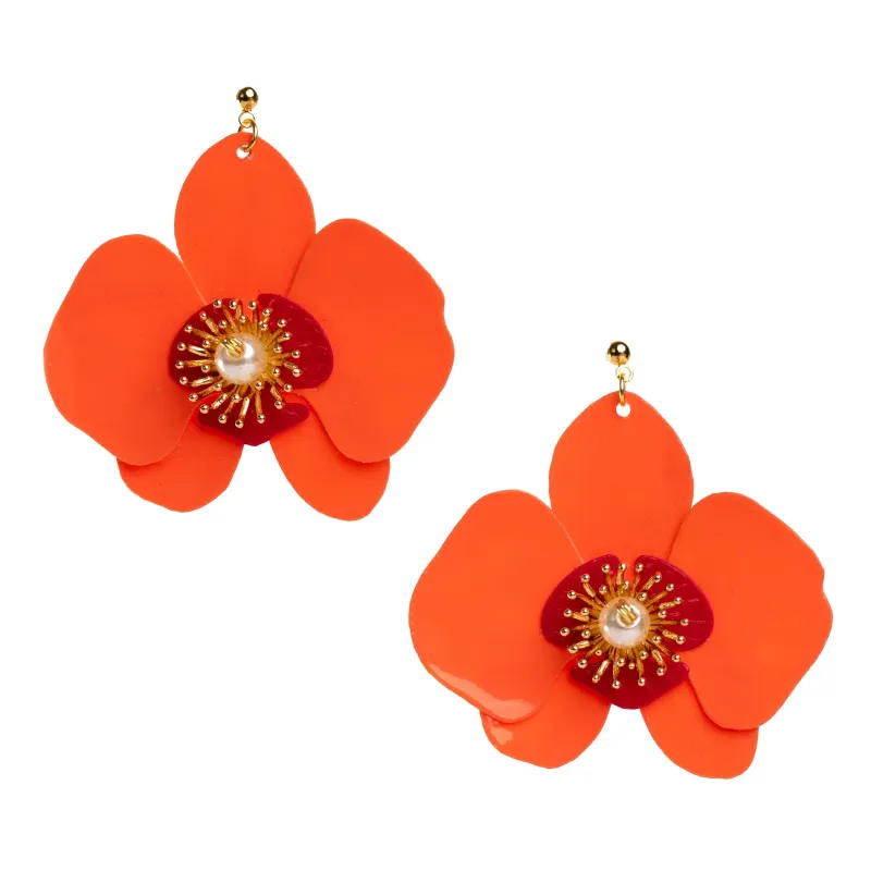 Butterfly Orchid Stud Earrings Papaya Orange sold by Ivalo.com