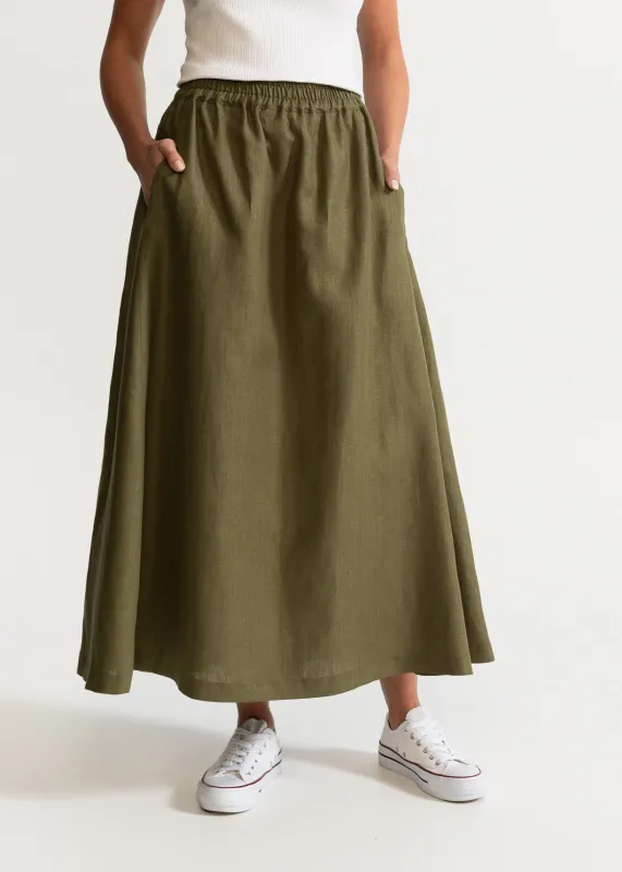The Nocrich Linen Skirt Khaki sold by Ivalo.com
