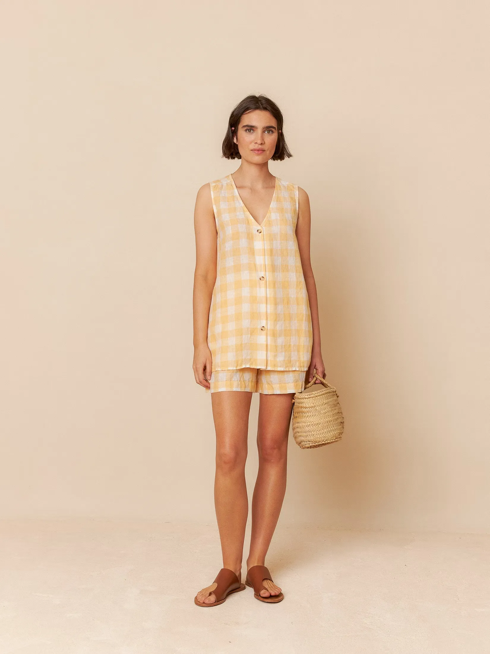 Retro Vichy Shorts Tangerine sold by Ivalo.com product image thumbnail 5