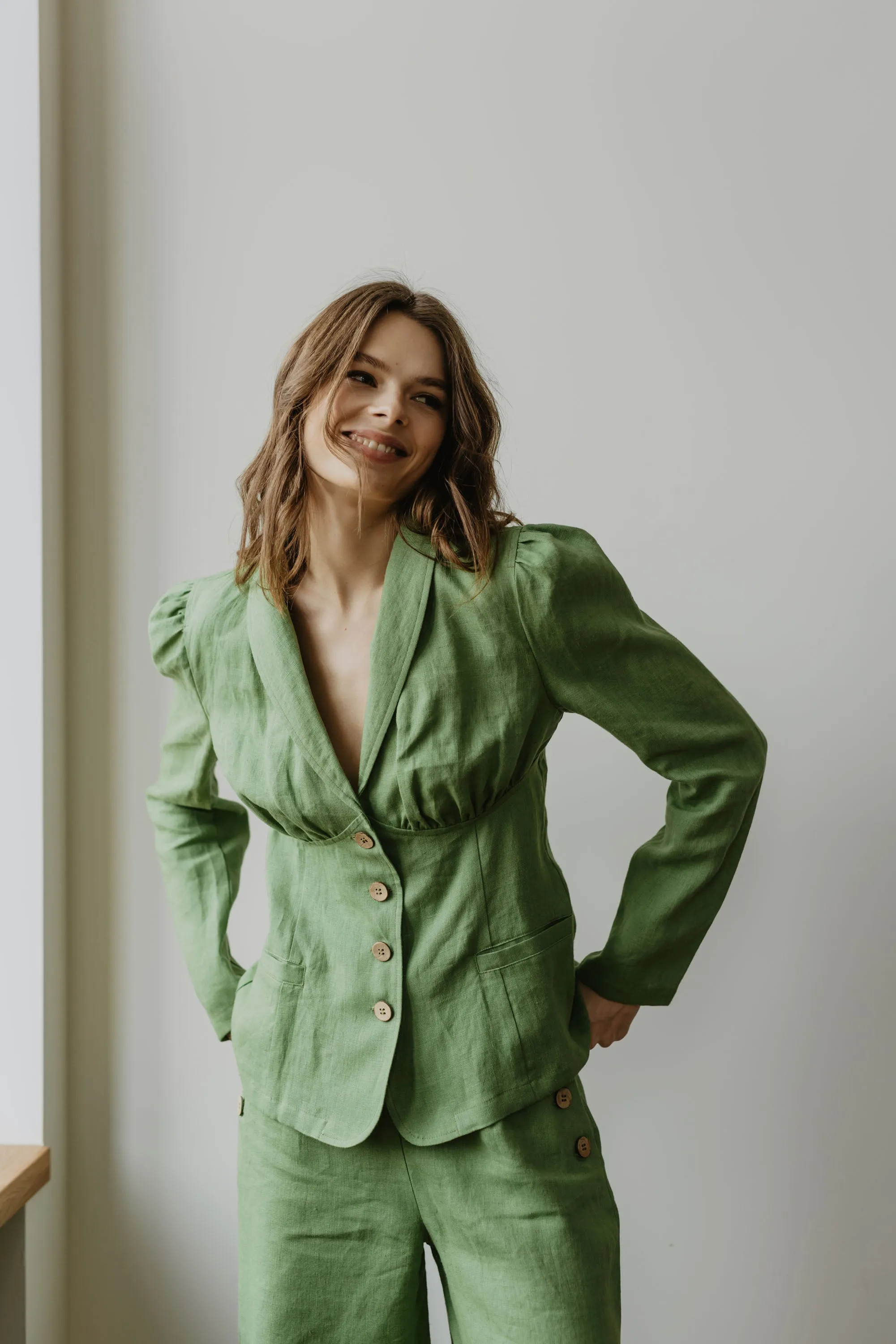 Neringa Fitted Linen Blazer sold by Ivalo.com