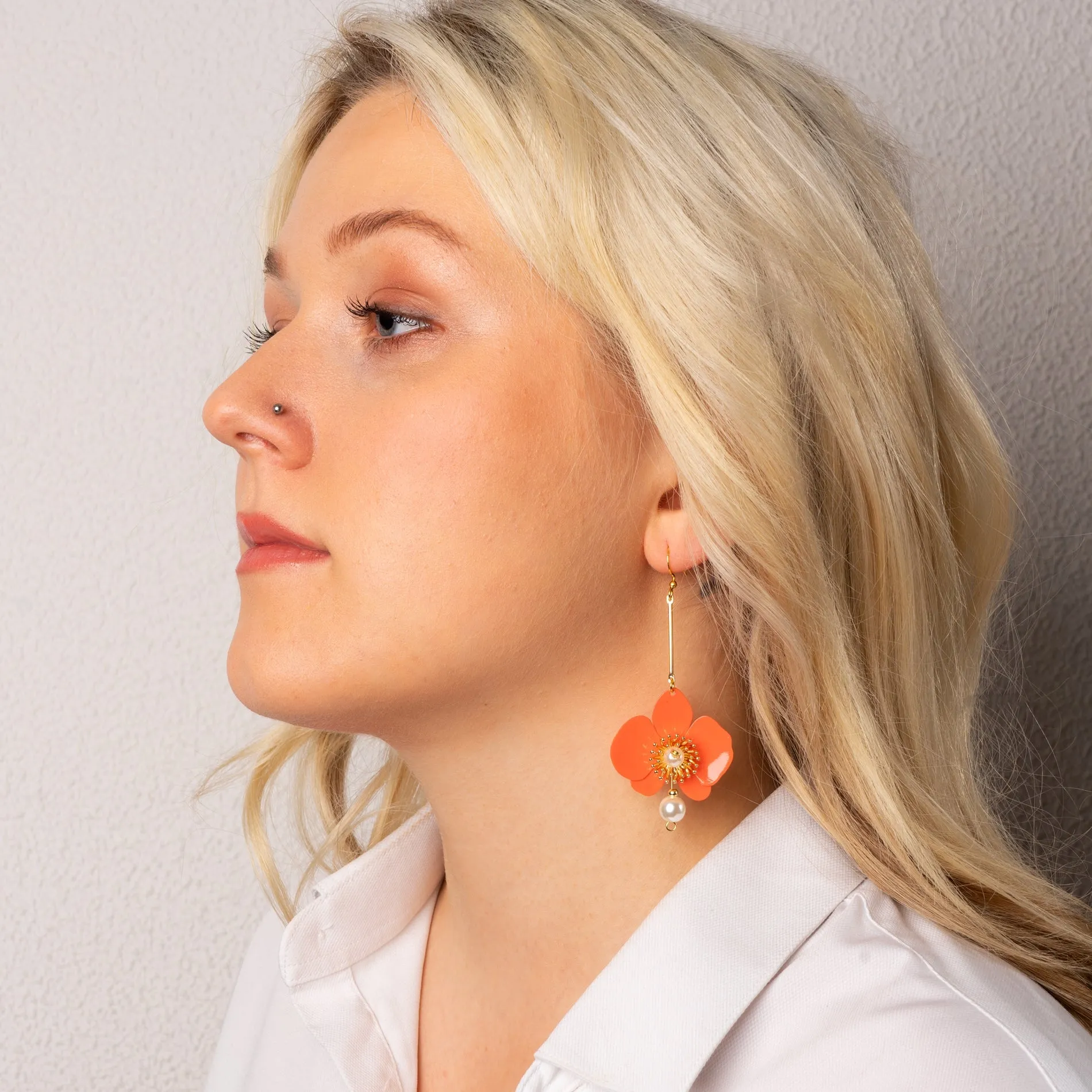 Butterfly Orchid Pearl Earrings Papaya Orange sold by Ivalo.com product image thumbnail 2