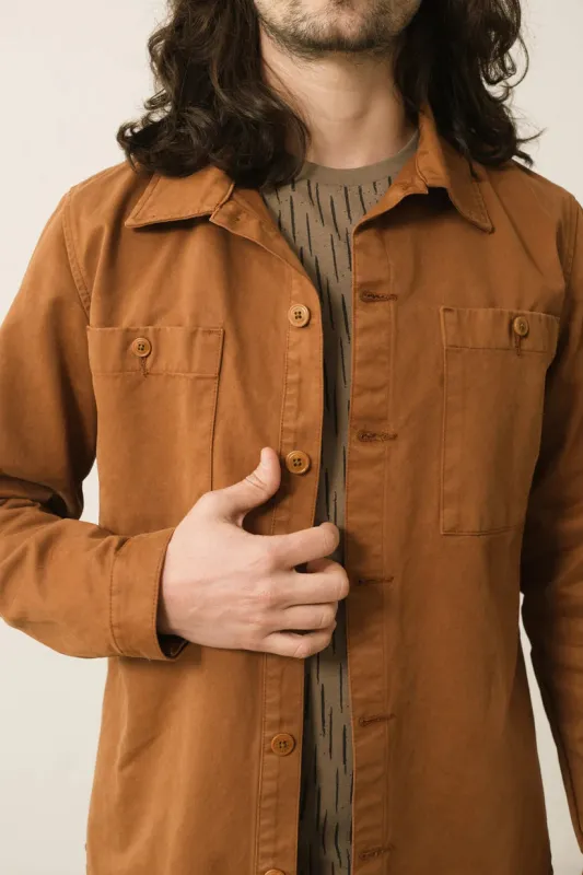 Men's Helmut Organic Cotton Worker Overshirt Terracotta sold by Ivalo.com