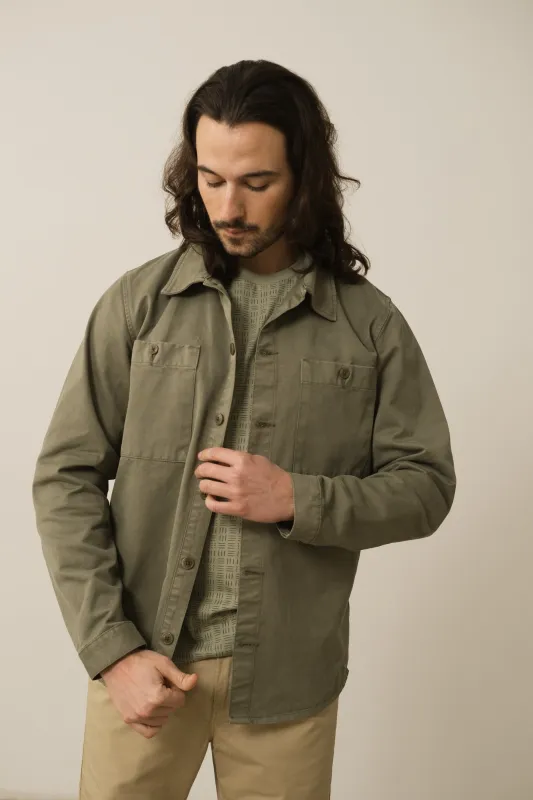 Men's Helmut Organic Cotton Worker Overshirt Green sold by Ivalo.com