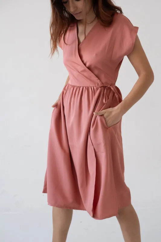 Hira Tencel Wrap Midi Dress Pink sold by Ivalo.com