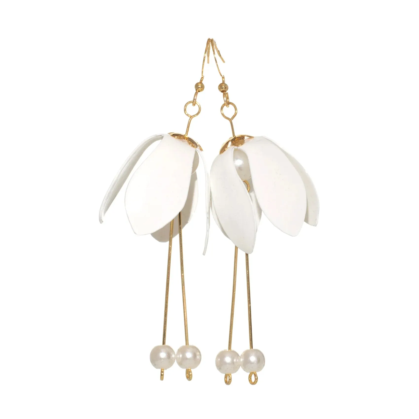 Lily Double-Drop Earrings White sold by Ivalo.com