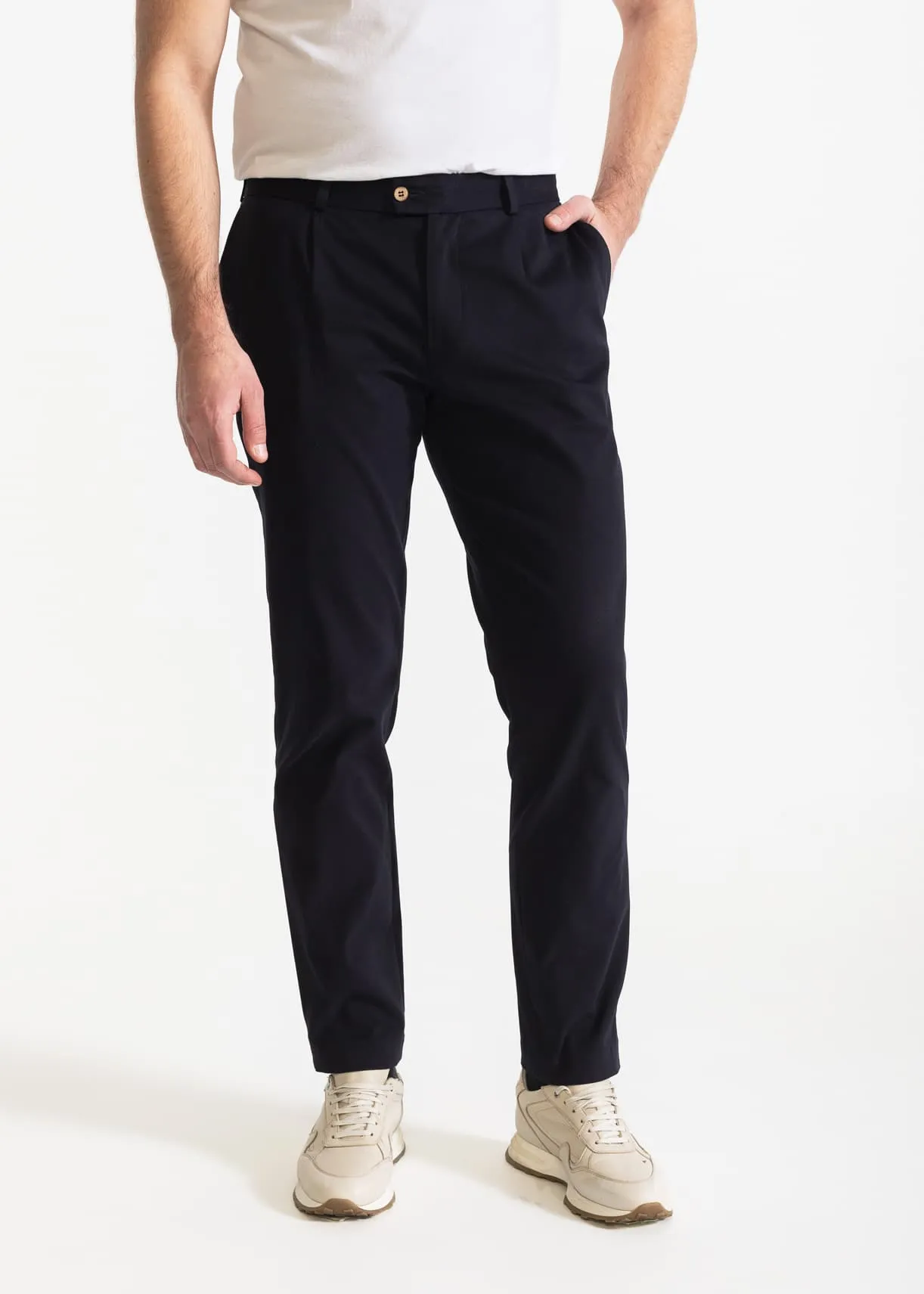 The Chesler Cotton Trousers Dark Blue sold by Ivalo.com