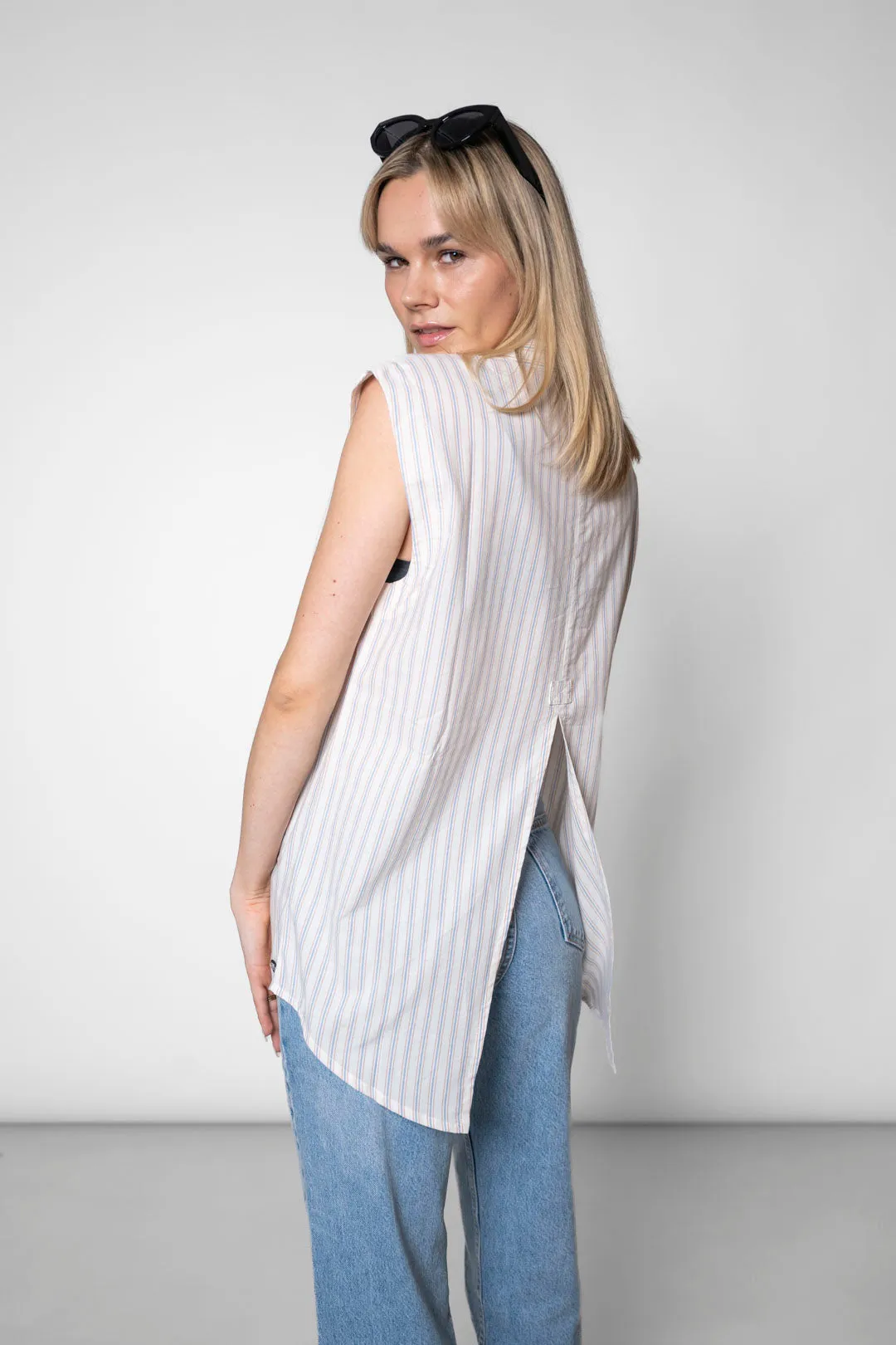 Blouse With A Back Slit White Stripes sold by Ivalo.com product image thumbnail 2