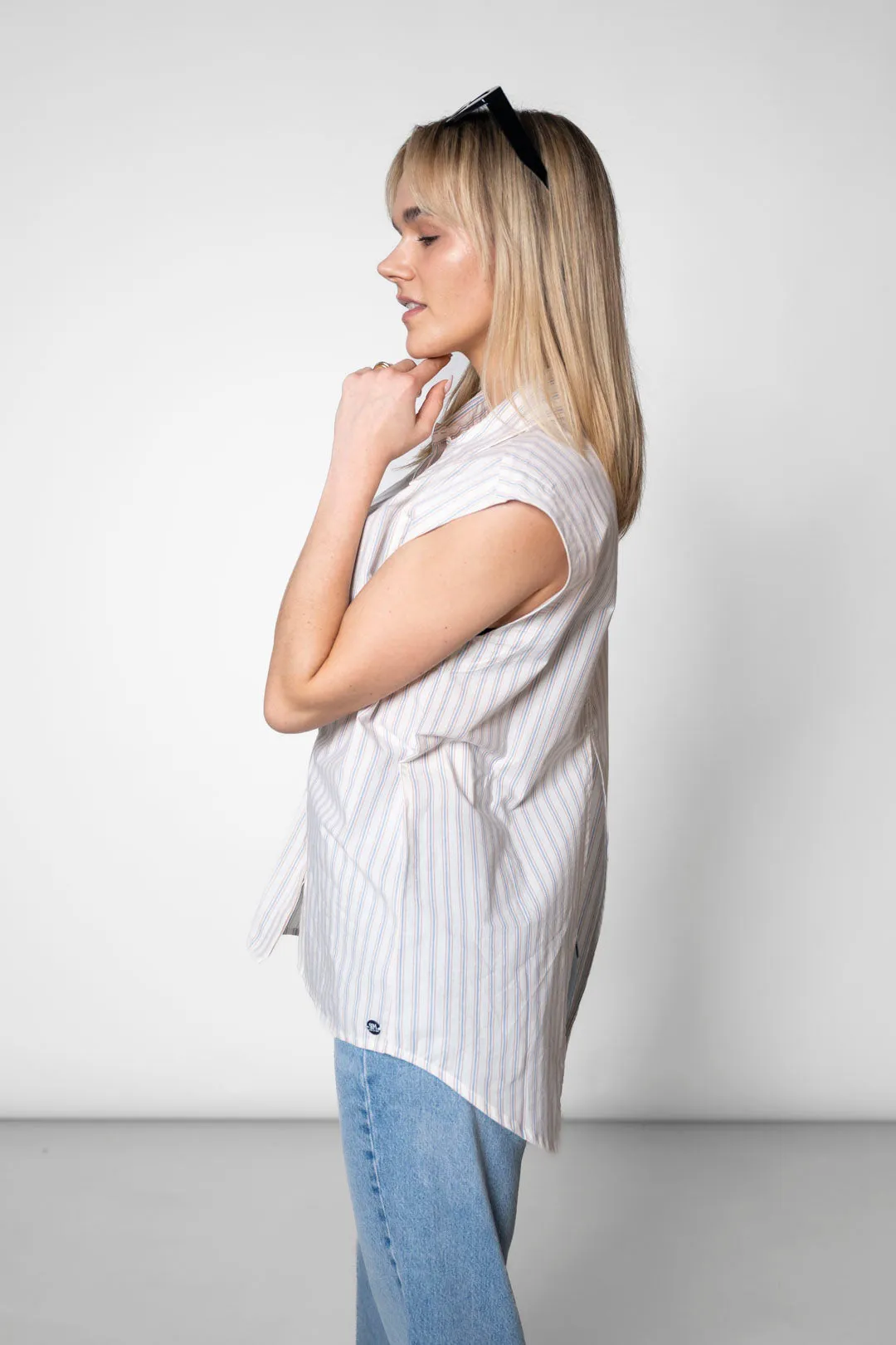 Blouse With A Back Slit White Stripes sold by Ivalo.com product image thumbnail 3