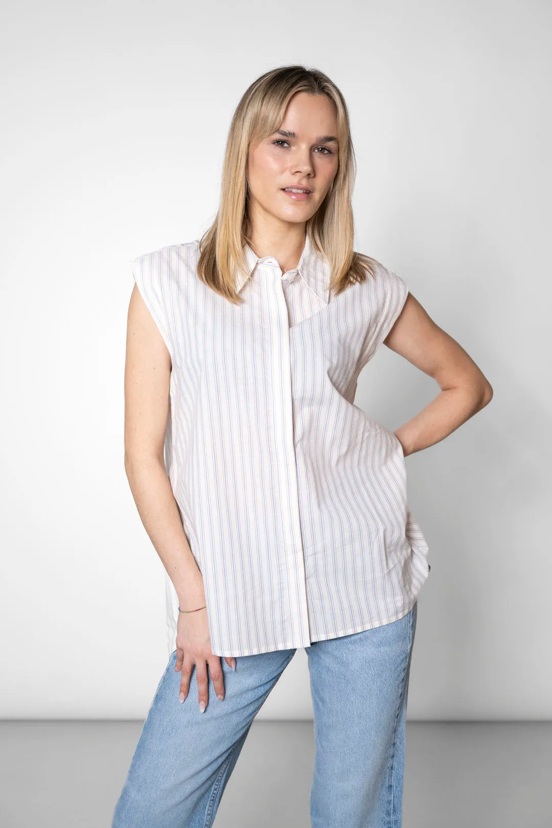 Blouse With A Back Slit White Stripes sold by Ivalo.com product image thumbnail 4