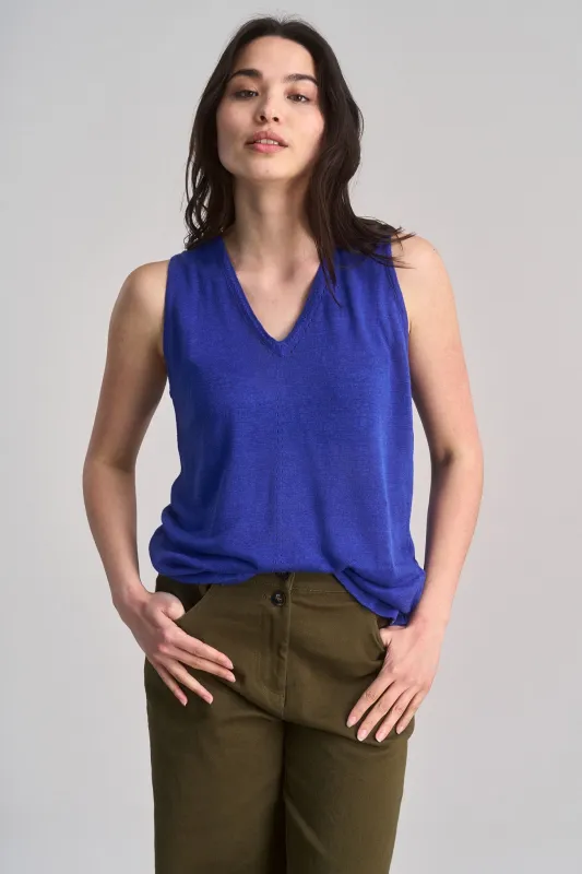 Mala Organic Linen Blend Vest Blue sold by Ivalo.com