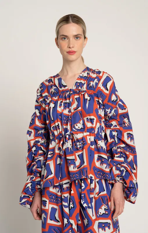 Gulyas Voluminous Sleeve Blouse Totem Red sold by Ivalo.com