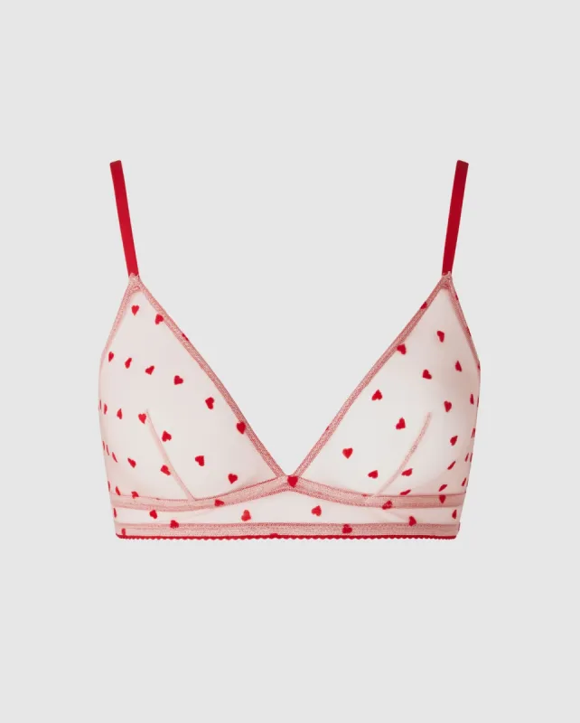Mesh Triangle Bralette Pale Pink/Deep Red sold by Ivalo.com