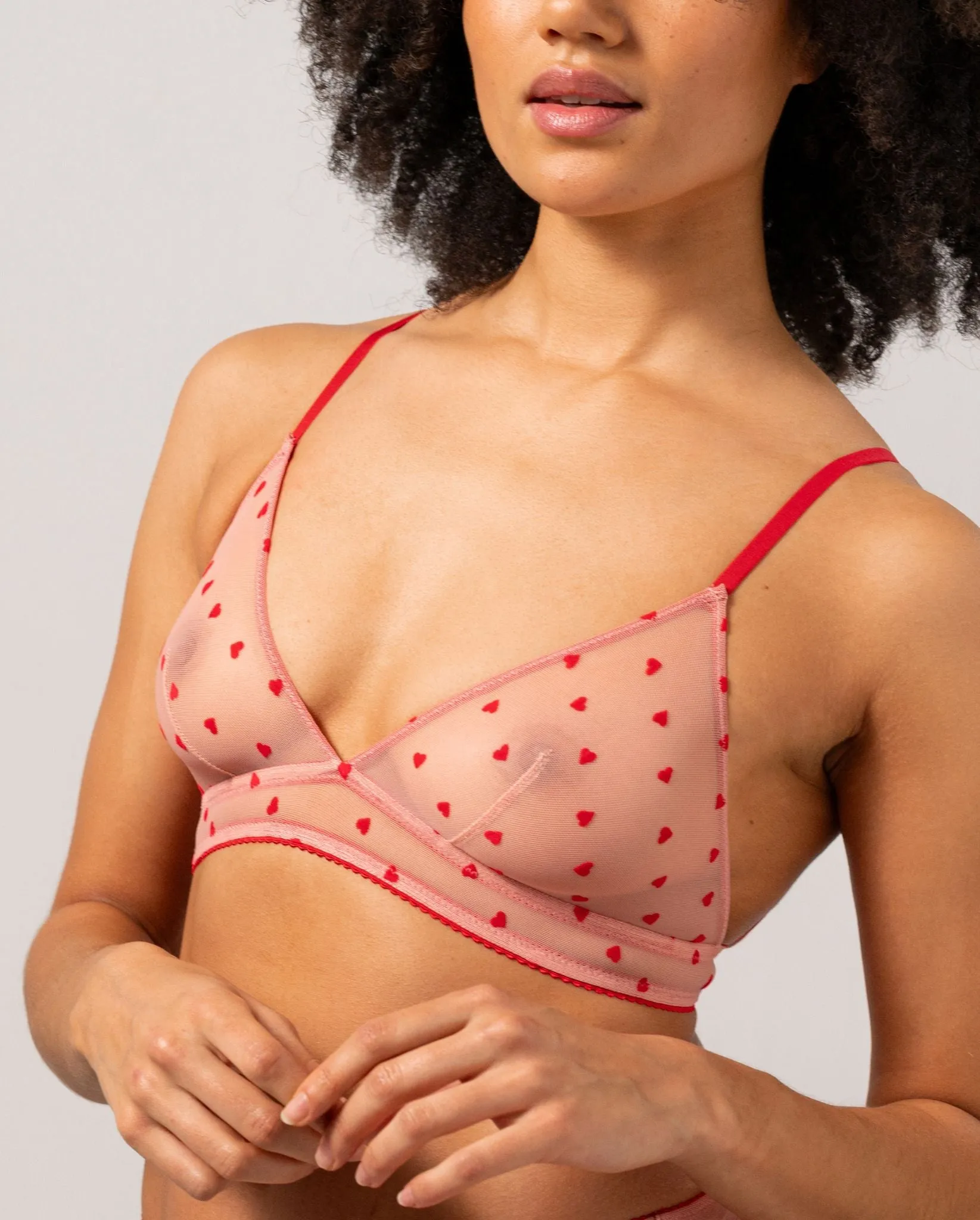 Mesh Triangle Bralette Pale Pink/Deep Red sold by Ivalo.com product image thumbnail 4