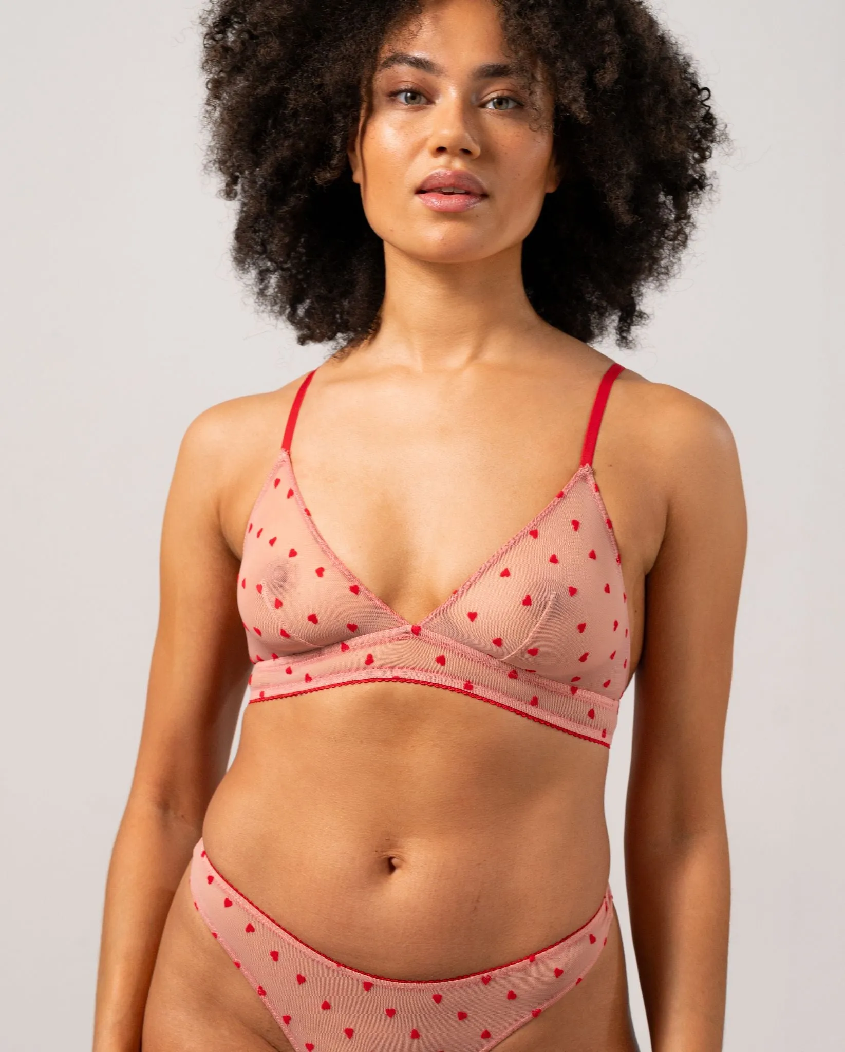 Mesh Triangle Bralette Pale Pink/Deep Red sold by Ivalo.com product image thumbnail 2