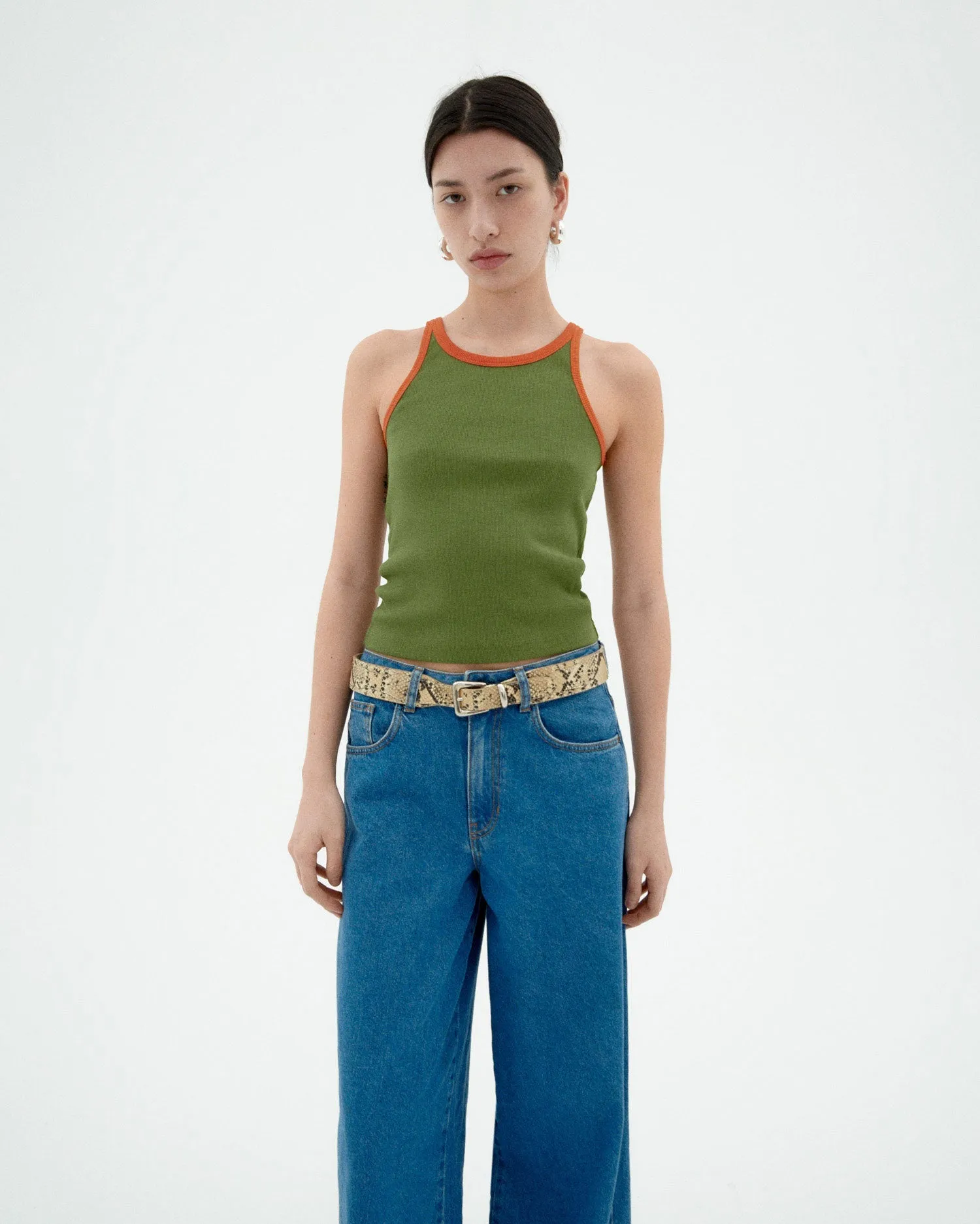 Harriet Contrast Top Garden Green sold by Ivalo.com