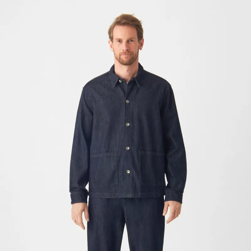 Men's Sorry Lightweight Hemp Blend Denim Shacket Raw Blue sold by Ivalo.com