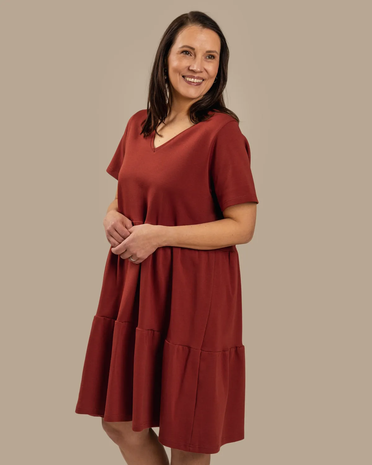 V-Neck Dress Mahogany sold by Ivalo.com product image thumbnail 4