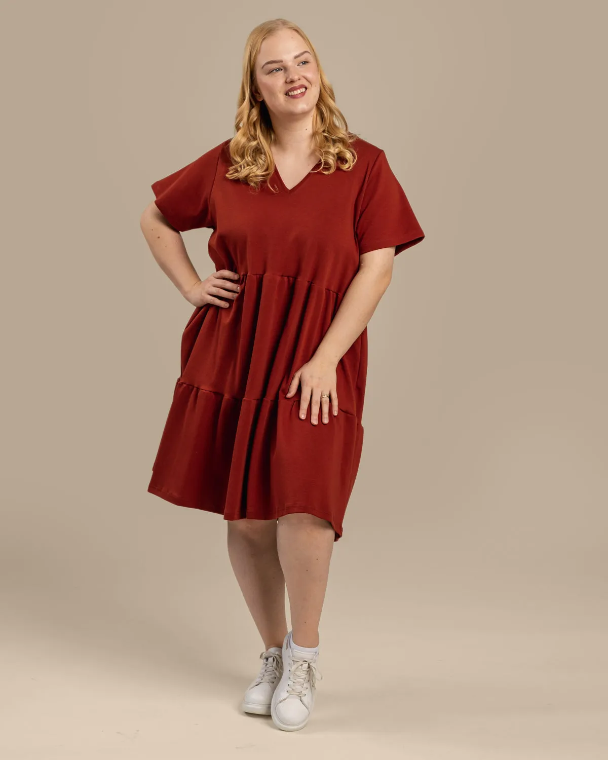 V-Neck Dress Mahogany sold by Ivalo.com product image thumbnail 2