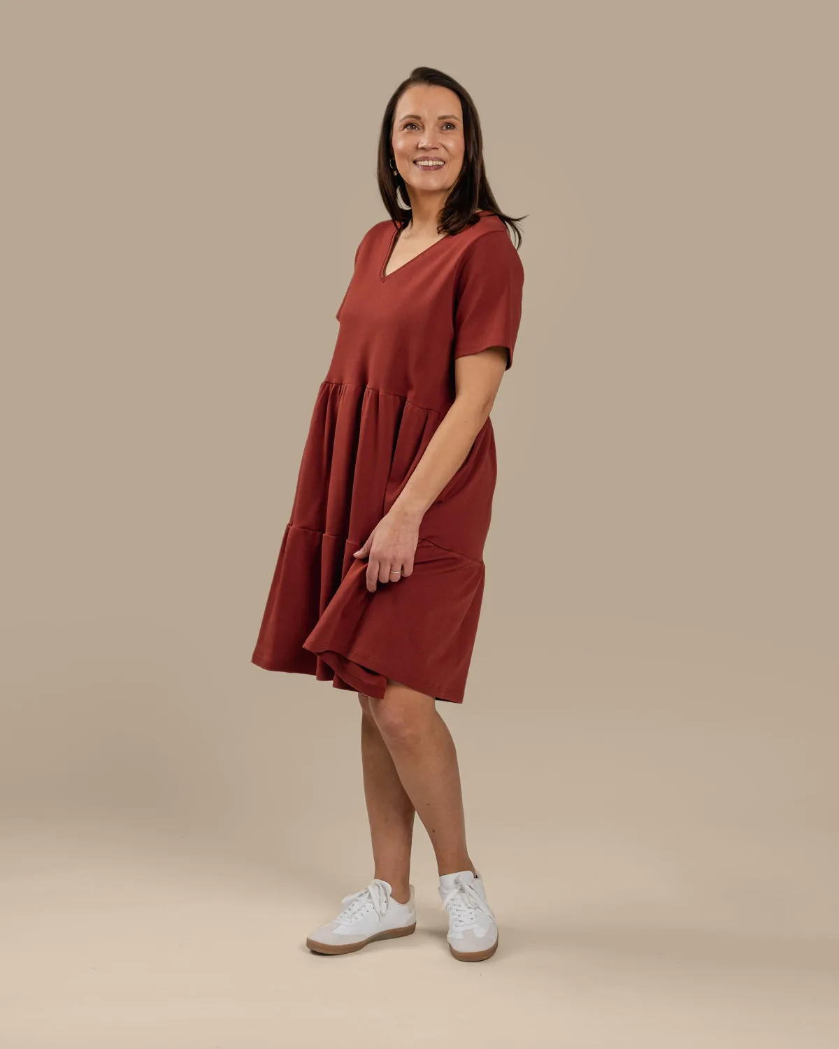 V-Neck Dress Mahogany sold by Ivalo.com product image thumbnail 3