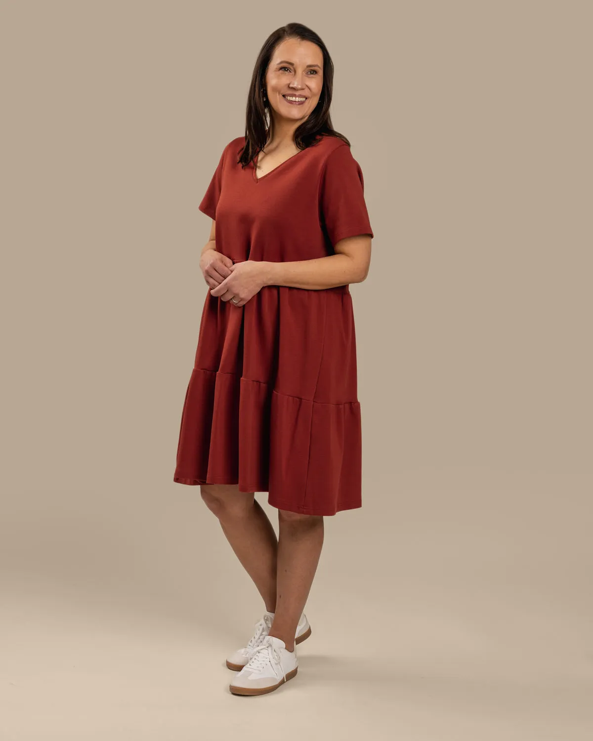 V-Neck Dress Mahogany sold by Ivalo.com