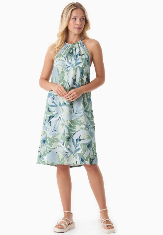 Patterned Viscose Halterneck Dress Abstract Leaf sold by Ivalo.com