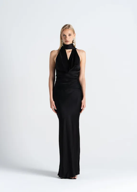 Halo Satin Maxi Skirt Black sold by Ivalo.com