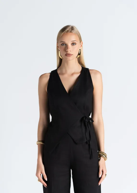 Elise Linen Vest Black sold by Ivalo.com