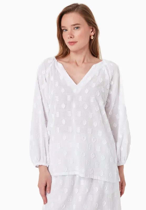 Organic Cotton Jacquard Blouse White sold by Ivalo.com