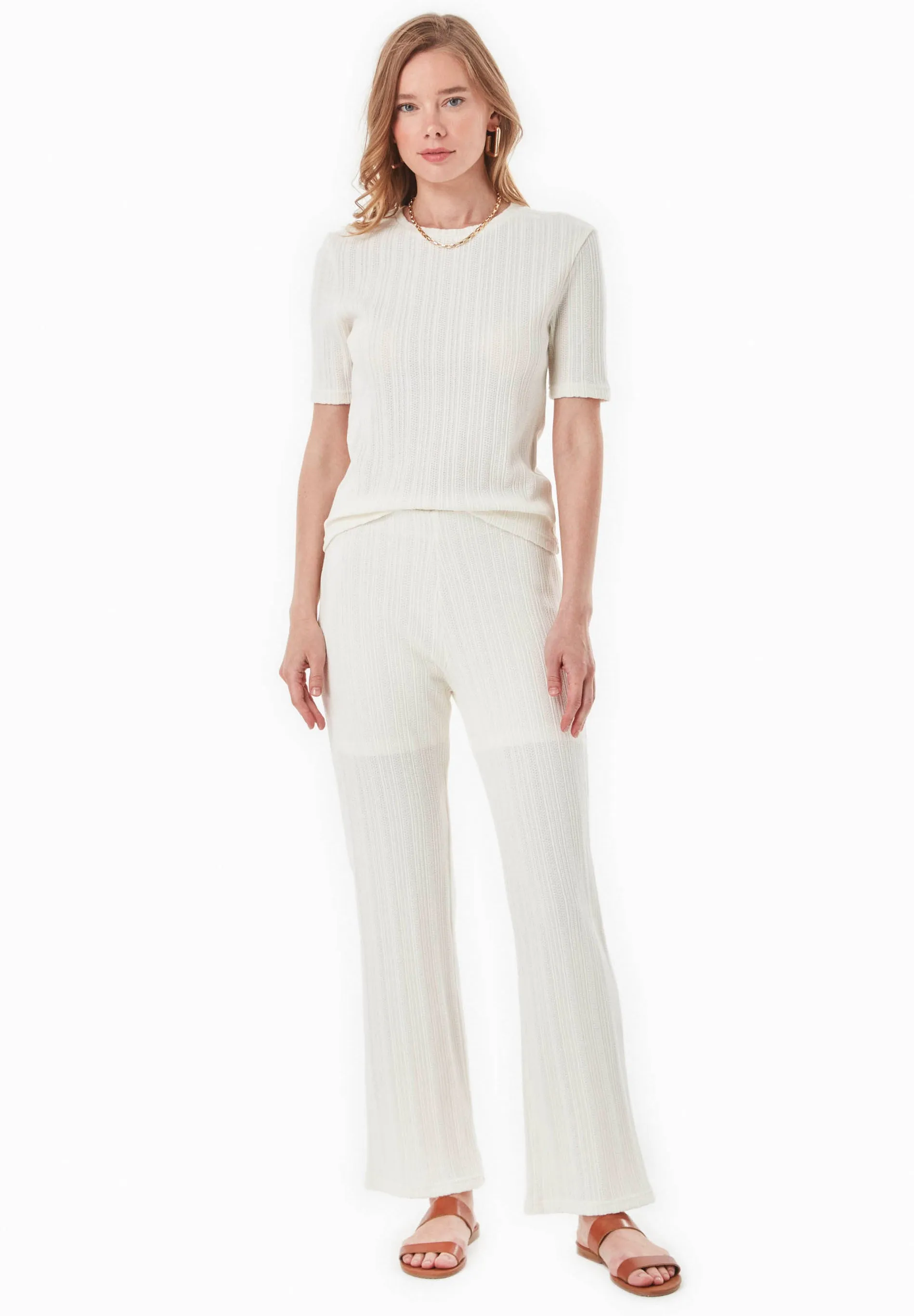 Jacquard Rib Pants Off White sold by Ivalo.com