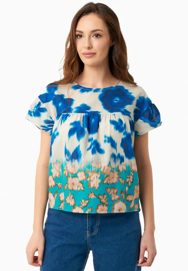 Organic Cotton Voile Blouse Blurry Flowers sold by Ivalo.com