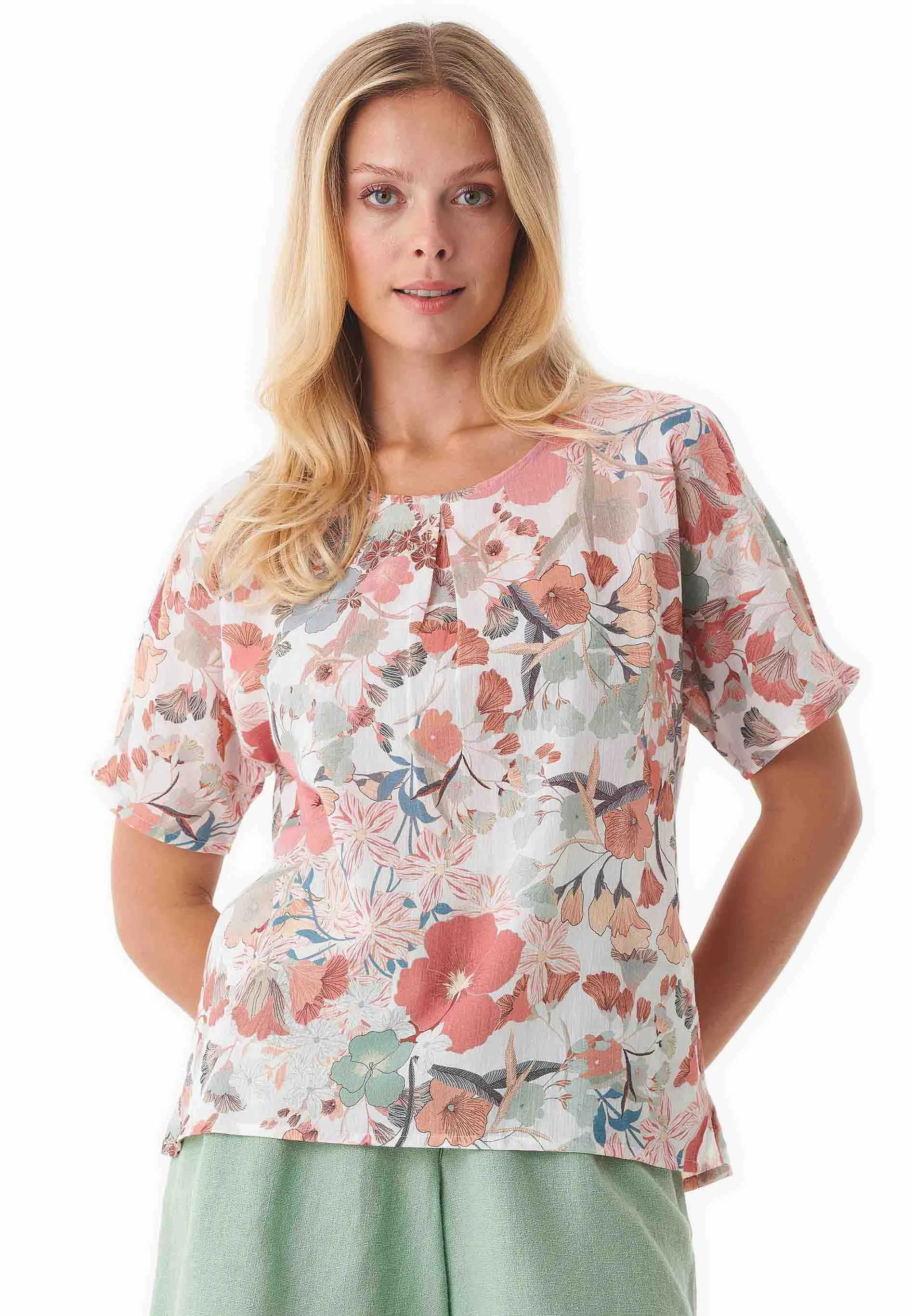 Patterned Organic Cotton Voile Blouse Flower Garden sold by Ivalo.com product image thumbnail 3