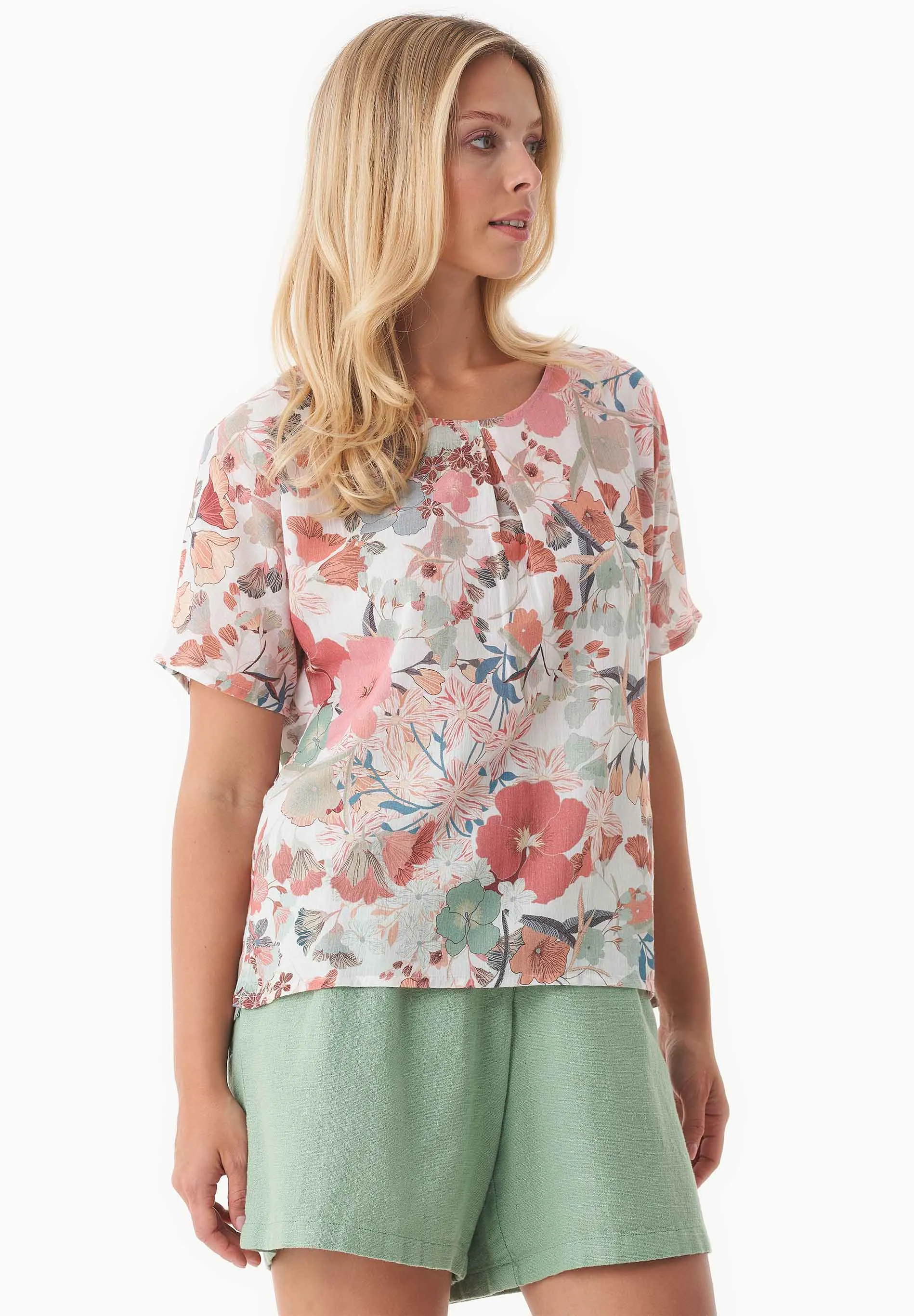 Patterned Organic Cotton Voile Blouse Flower Garden sold by Ivalo.com