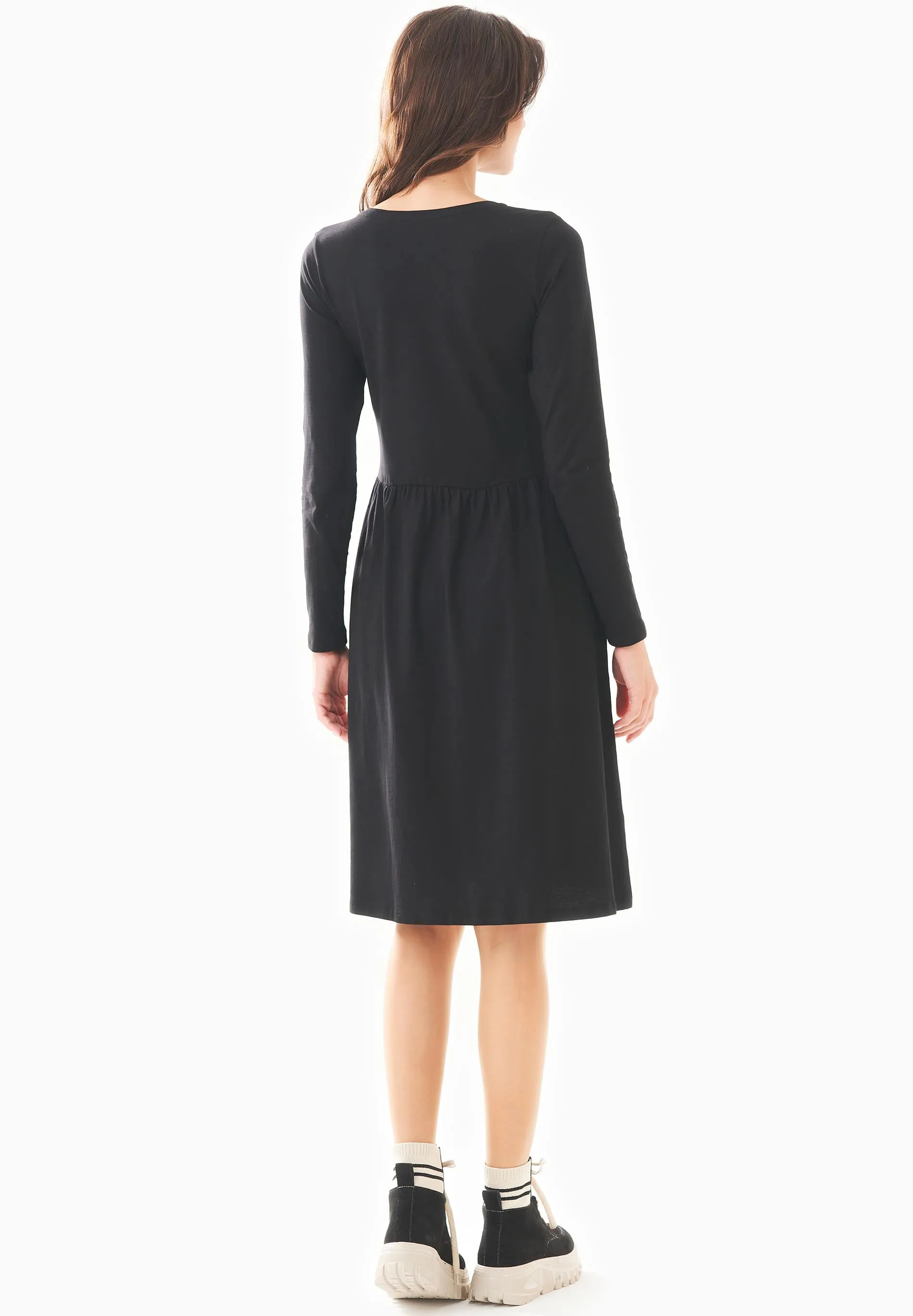 Long-Sleeved Organic Cotton Jersey Dress Black sold by Ivalo.com product image thumbnail 4