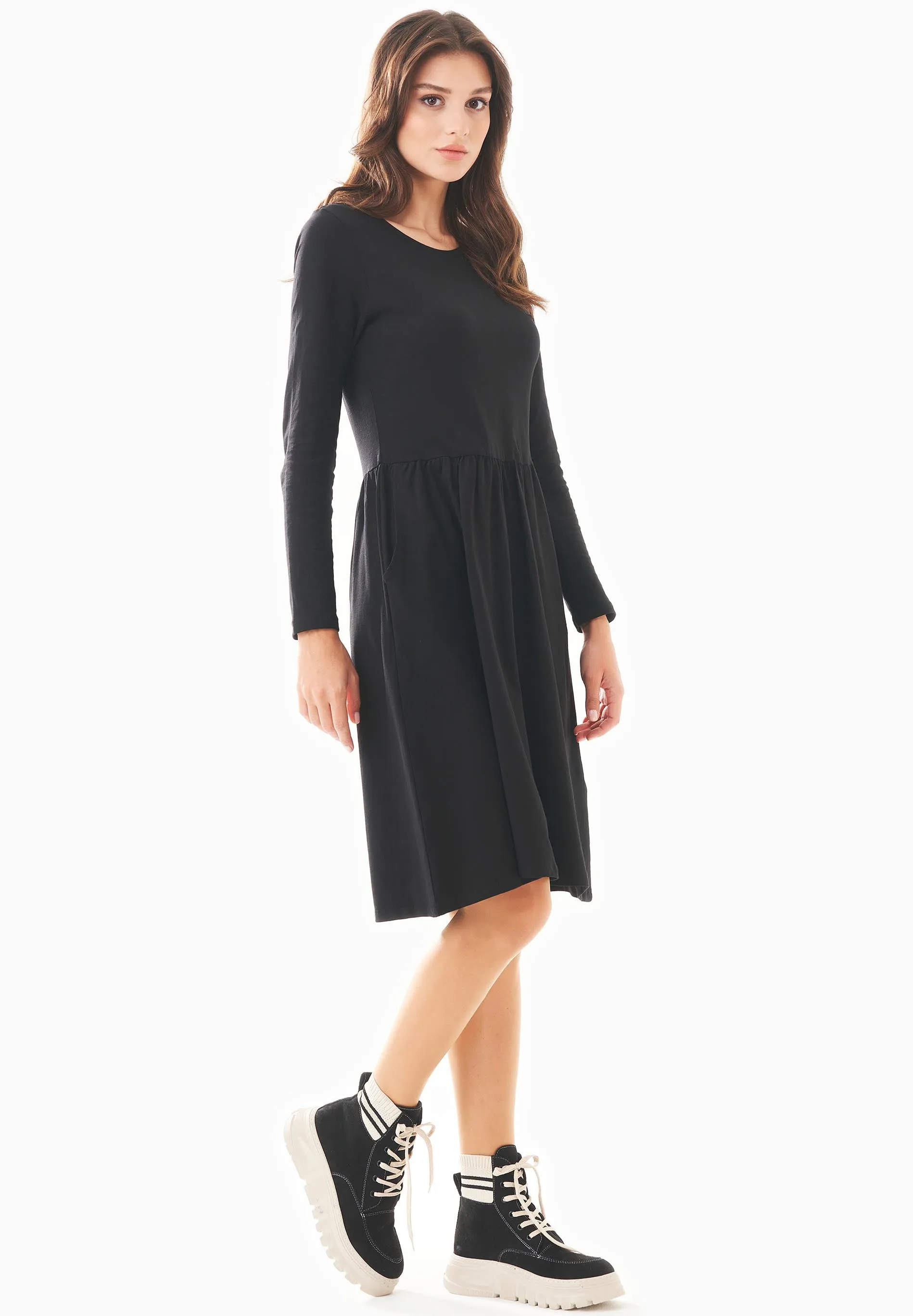Long-Sleeved Organic Cotton Jersey Dress Black sold by Ivalo.com product image thumbnail 3