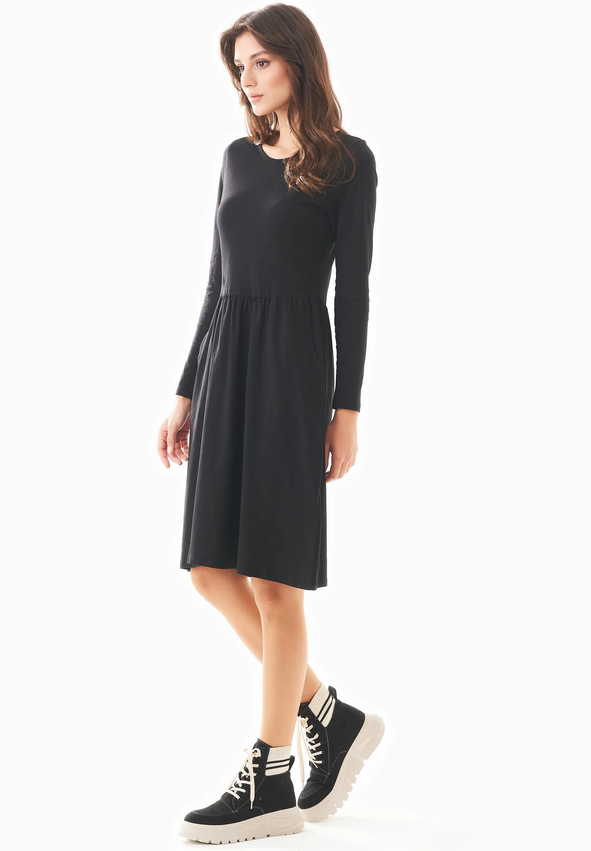 Long-Sleeved Organic Cotton Jersey Dress Black sold by Ivalo.com product image thumbnail 2