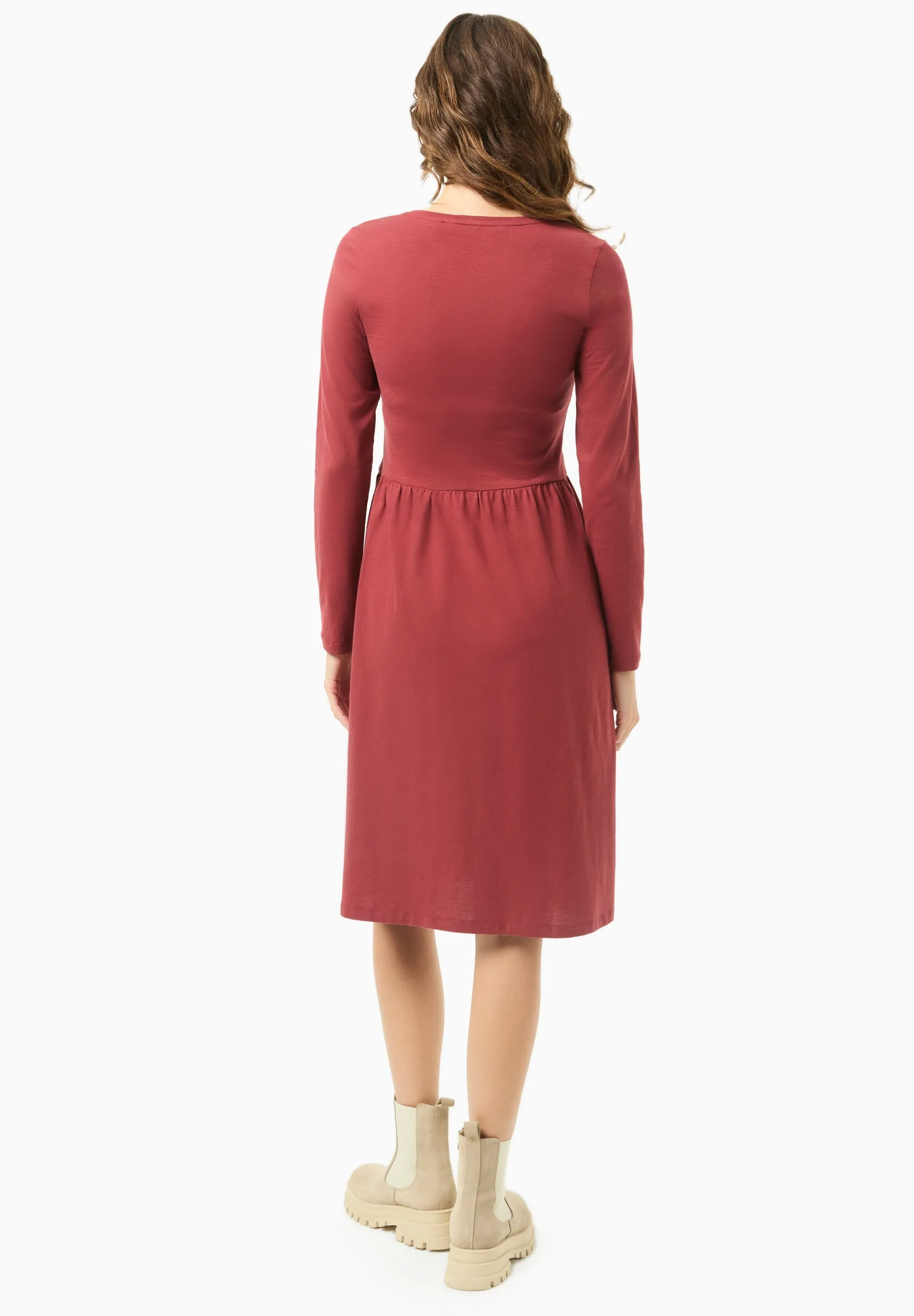 Long-Sleeved Organic Cotton Jersey Dress Merlot sold by Ivalo.com product image thumbnail 2