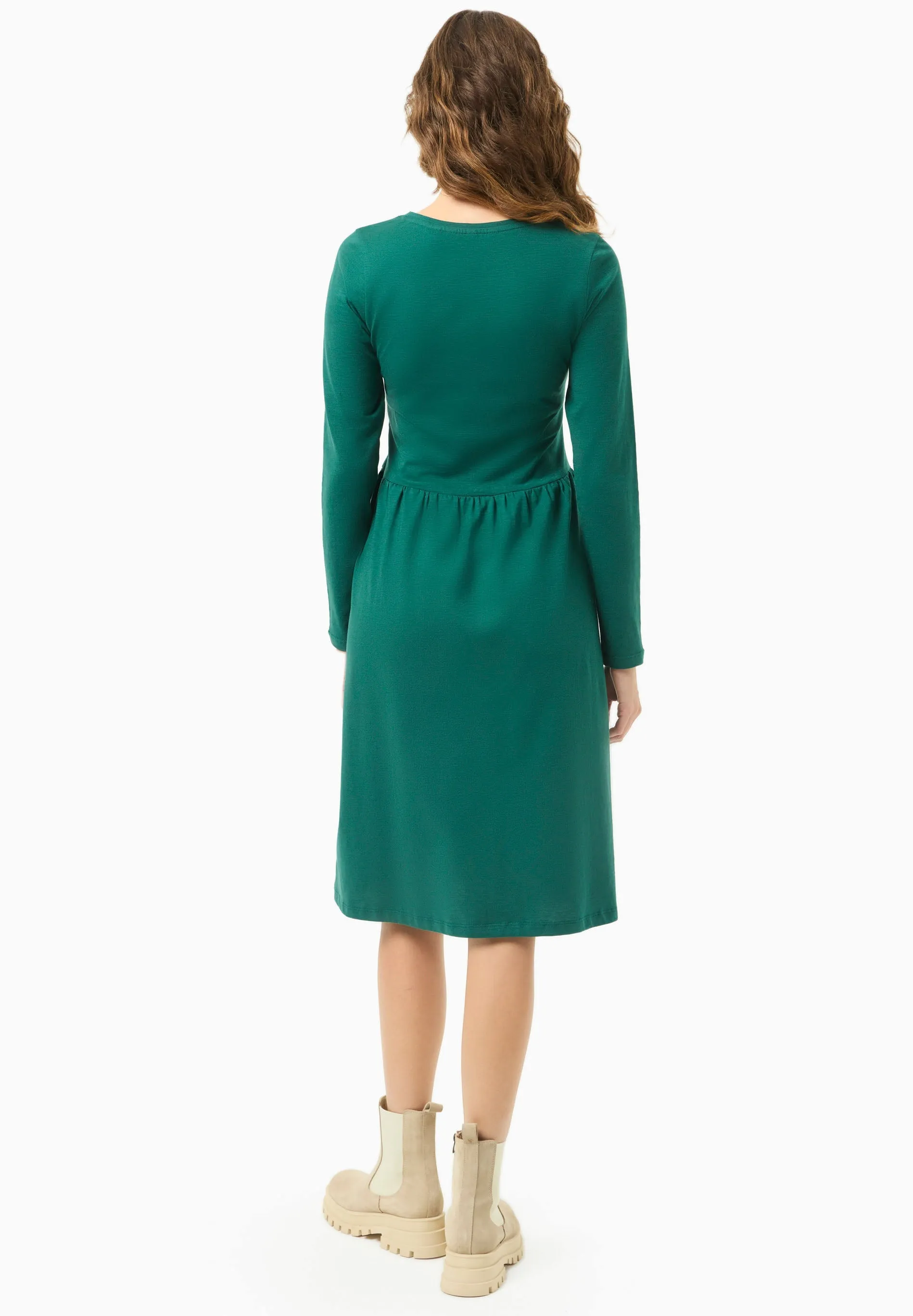 Long-Sleeved Organic Cotton Jersey Dress Deep Emerald sold by Ivalo.com product image thumbnail 2