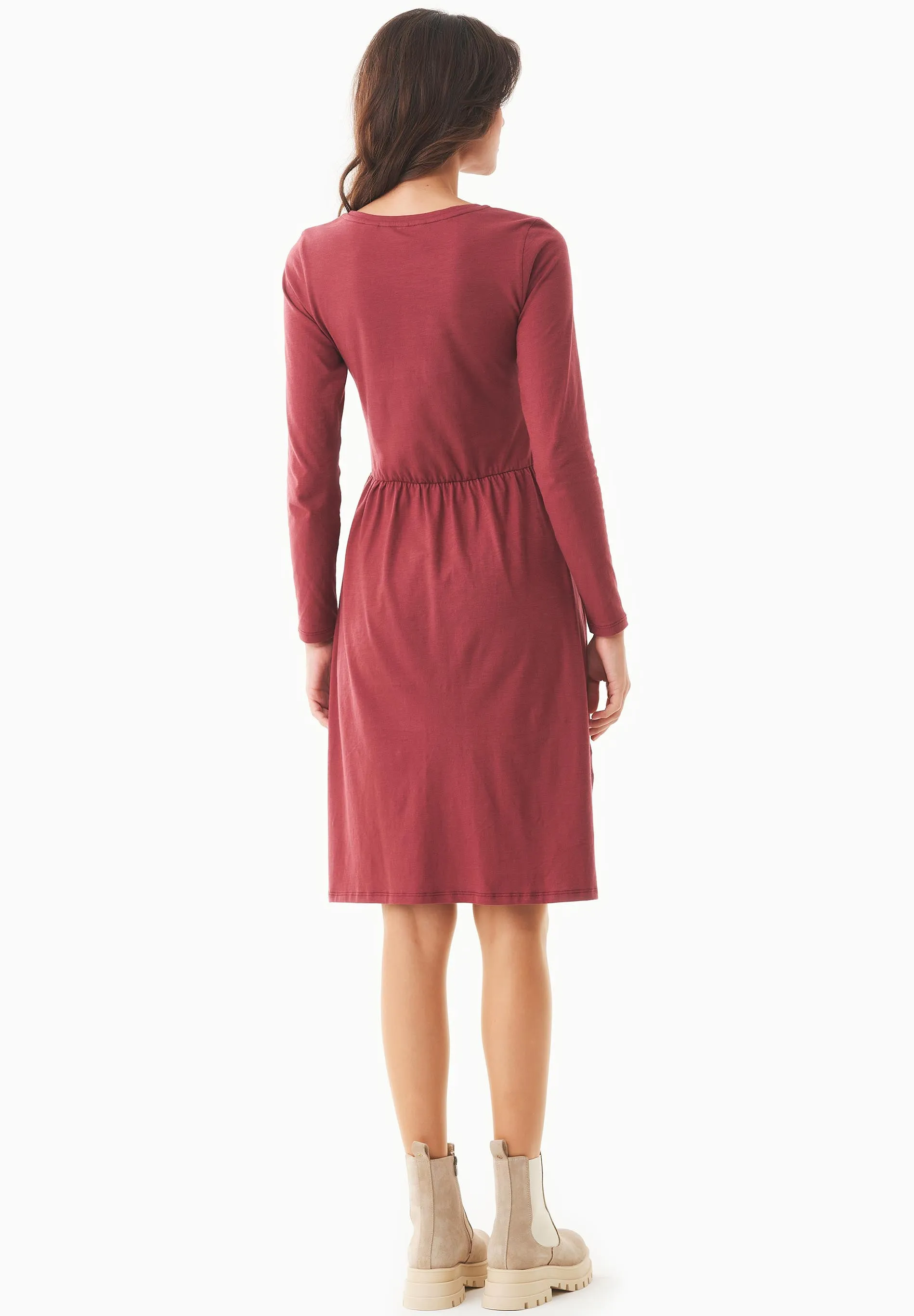 Long-Sleeved Organic Cotton Jersey Dress Syrah Red sold by Ivalo.com product image thumbnail 2