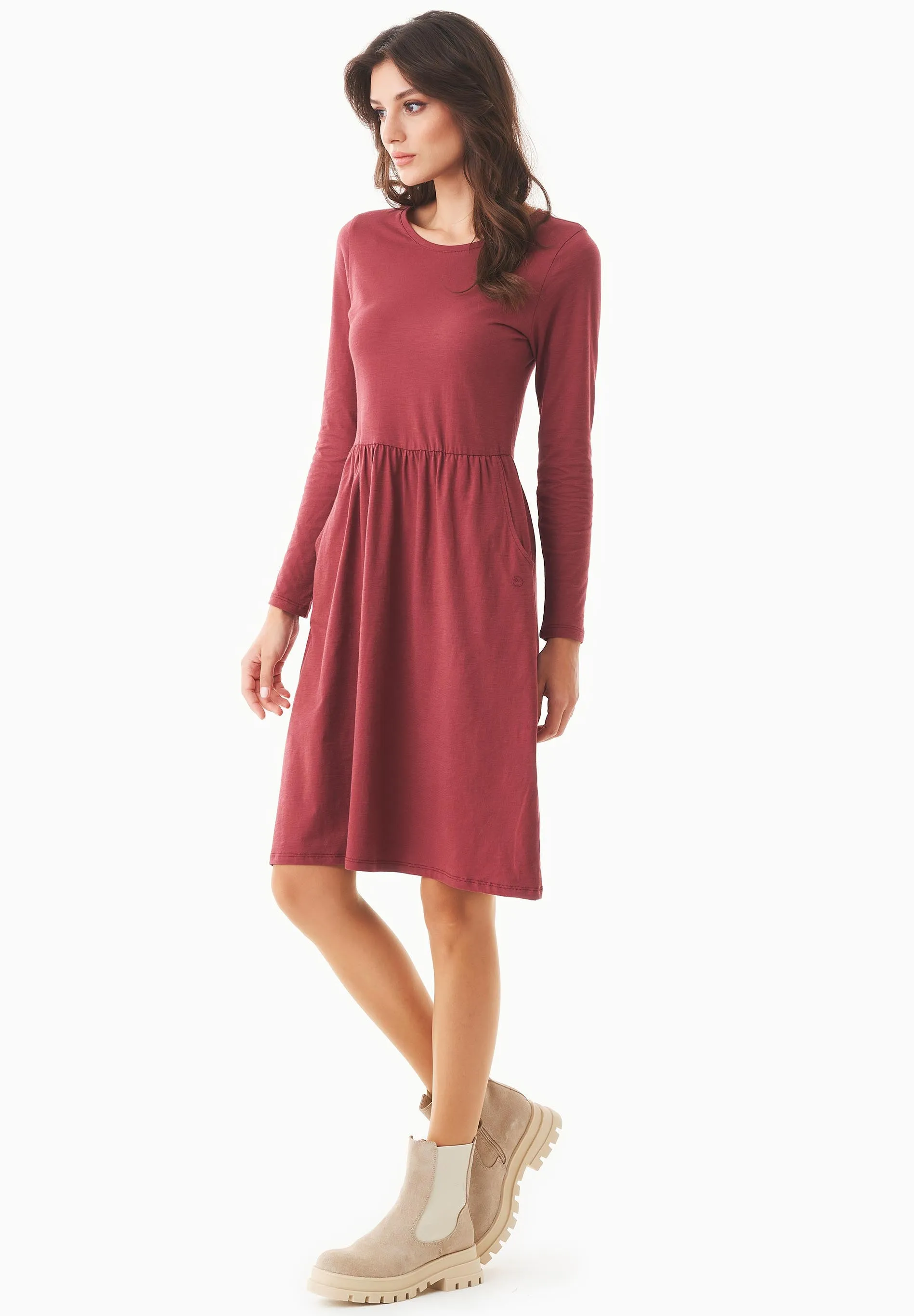 Long-Sleeved Organic Cotton Jersey Dress Syrah Red sold by Ivalo.com product image thumbnail 4