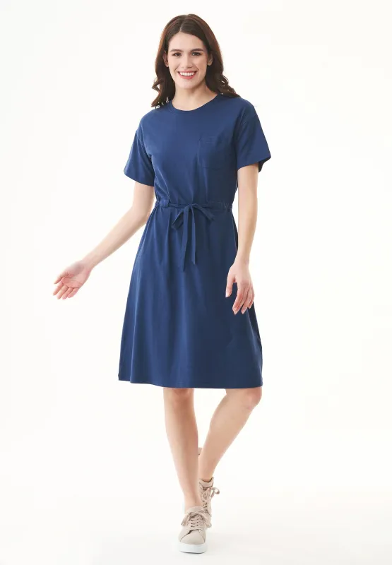 Slub Jersey Dress With Chest Pocket Navy sold by Ivalo.com